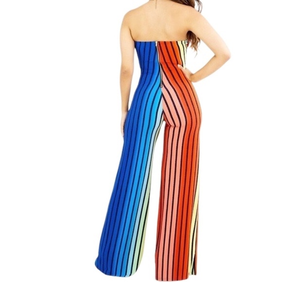 San Joy Women's Sexy Off Shoulder Rainbow Jumpsuit, Size Medium - Picture 2 of 13